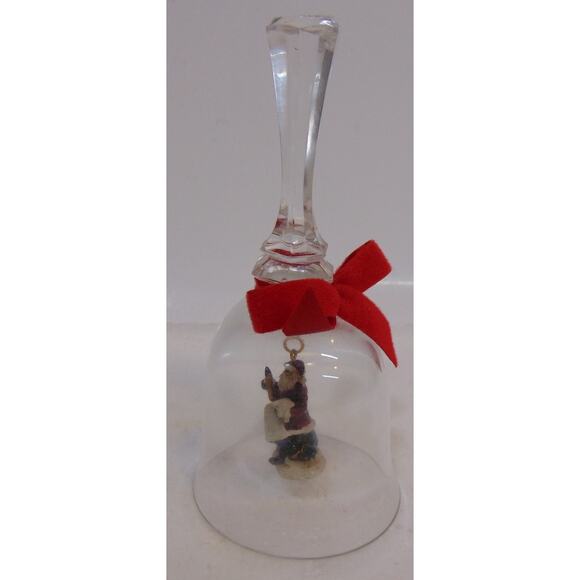 Old Fashioned Santa Bell Crystal Intaglio Holding Scroll A2141D Collectible Rare - Picture 3 of 7